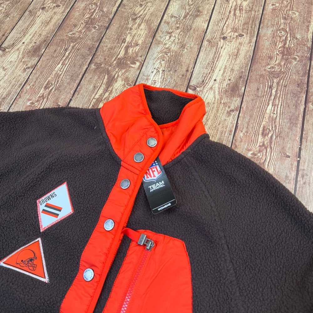 WEAR by Erin Andrews Cleveland Browns Jacket Womens Medium Brown Sherpa Fleece